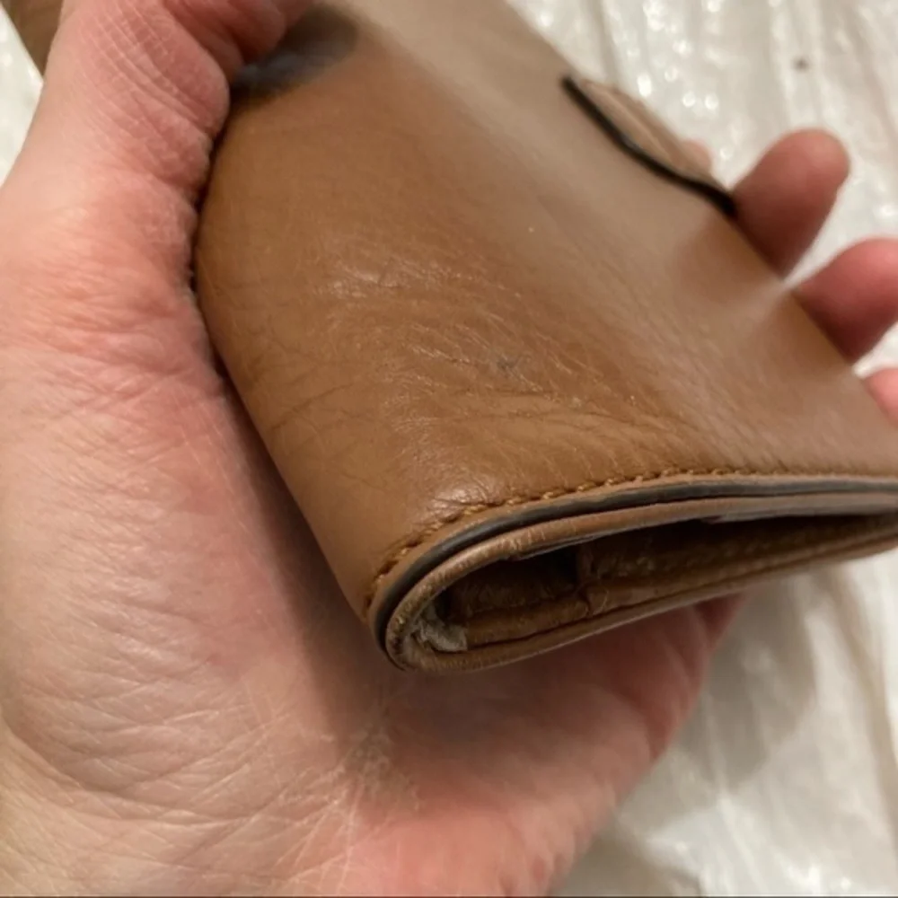 Michael Kors light brown leather side opening wallet